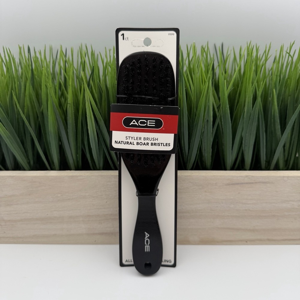 ACE Men's All Purpose Styling Hair Brush Natural Boar Bristle Wood Handle 17370